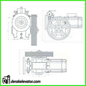 elevator motor behran 6.1 3vf 3views drawing
